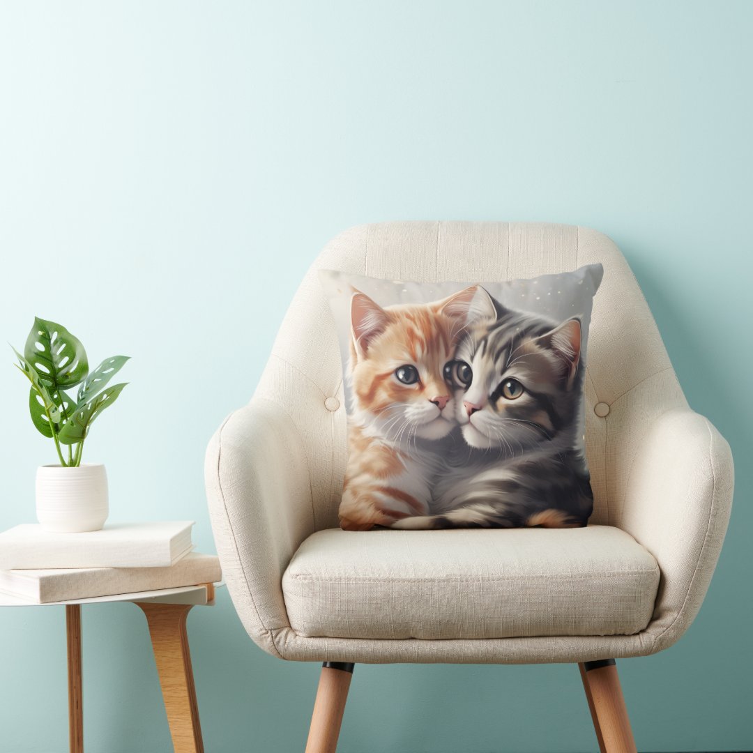 Pawsitively Love Throw Pillow | Cute Cat Lover Home Decor - Image 2