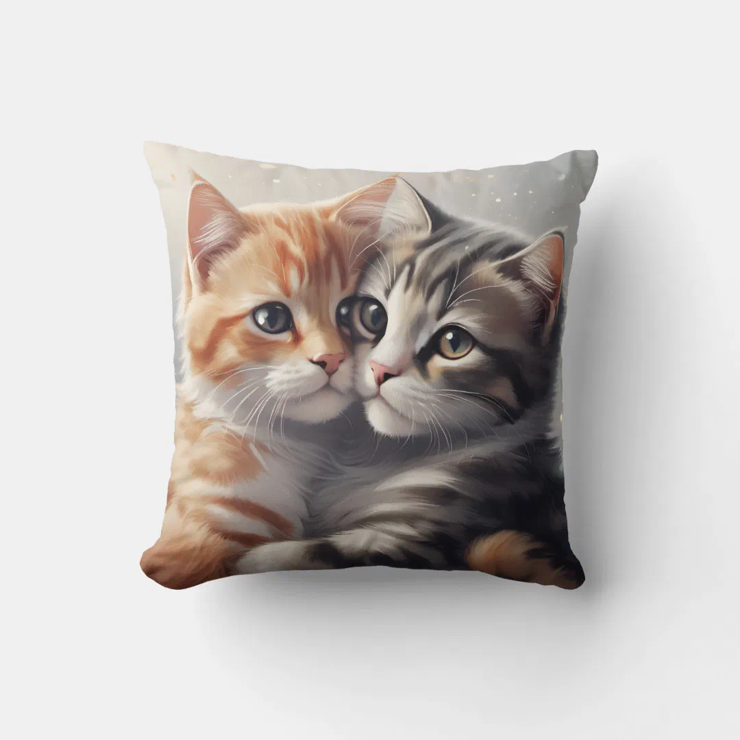 Pawsitively Love Throw Pillow | Cute Cat Lover Home Decor