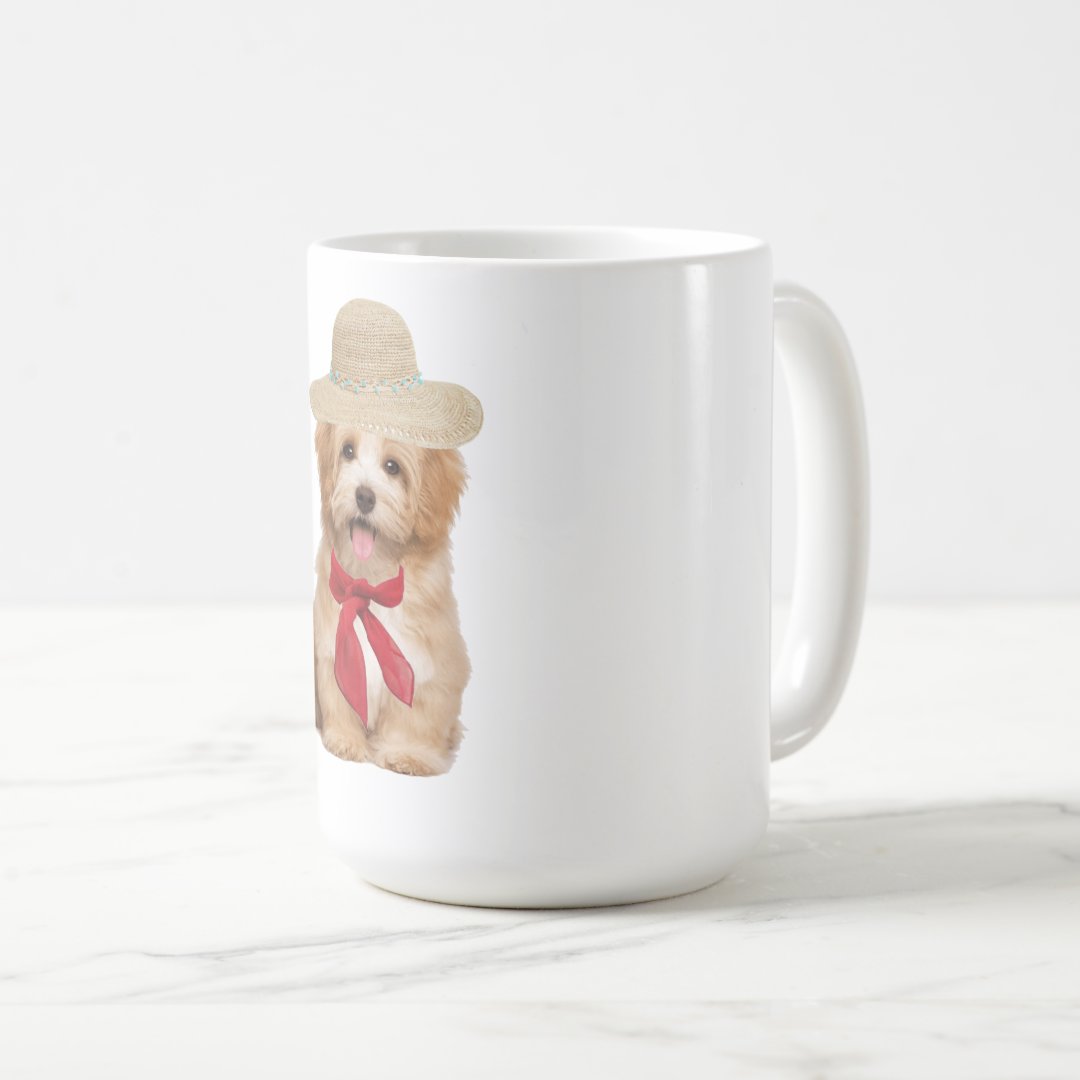 Puppy With Hat Coffee Mug | Cute Dog Lover Coffee Cup - Image 3