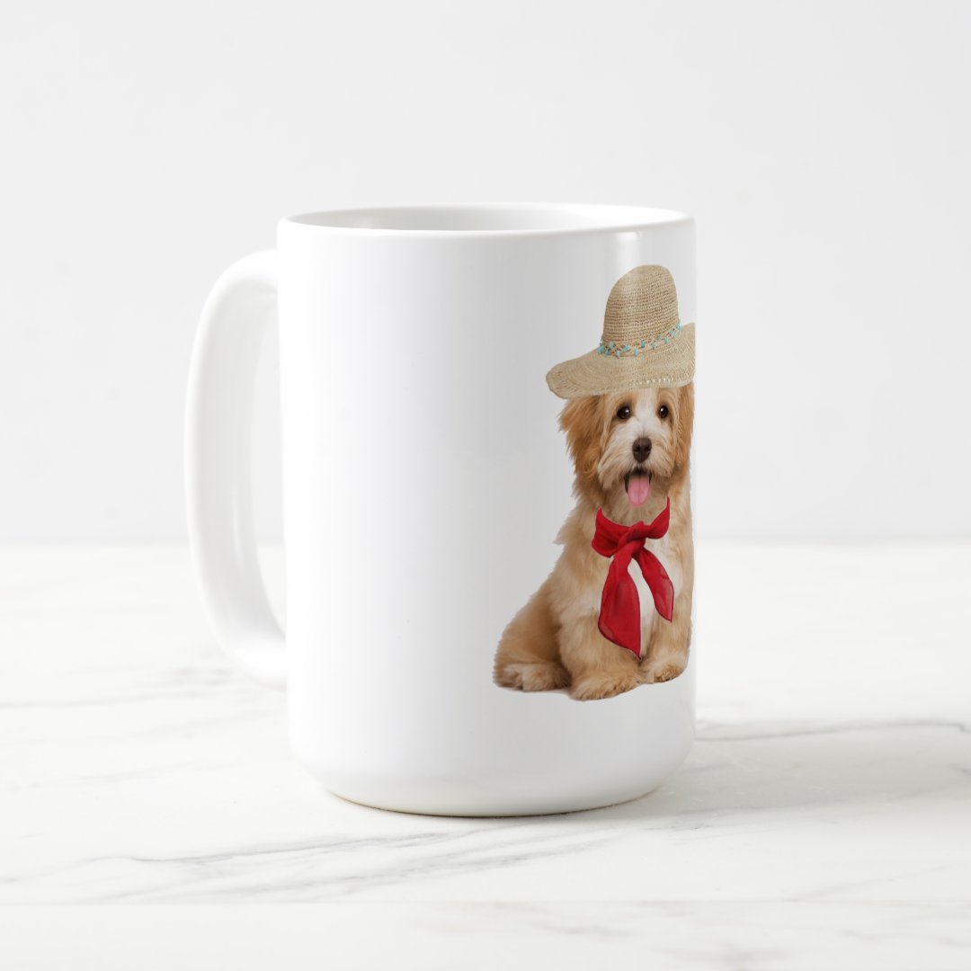 Puppy With Hat Coffee Mug | Cute Dog Lover Coffee Cup - Image 2