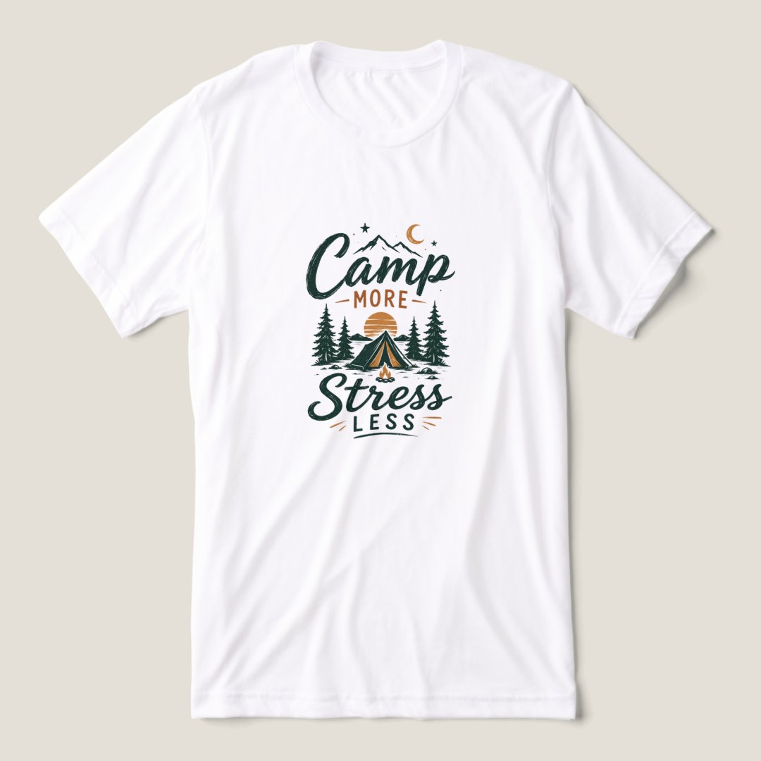 Camp More Stress Less Camping T-Shirt | Gift for Campers & Outdoor Lovers - Image 3