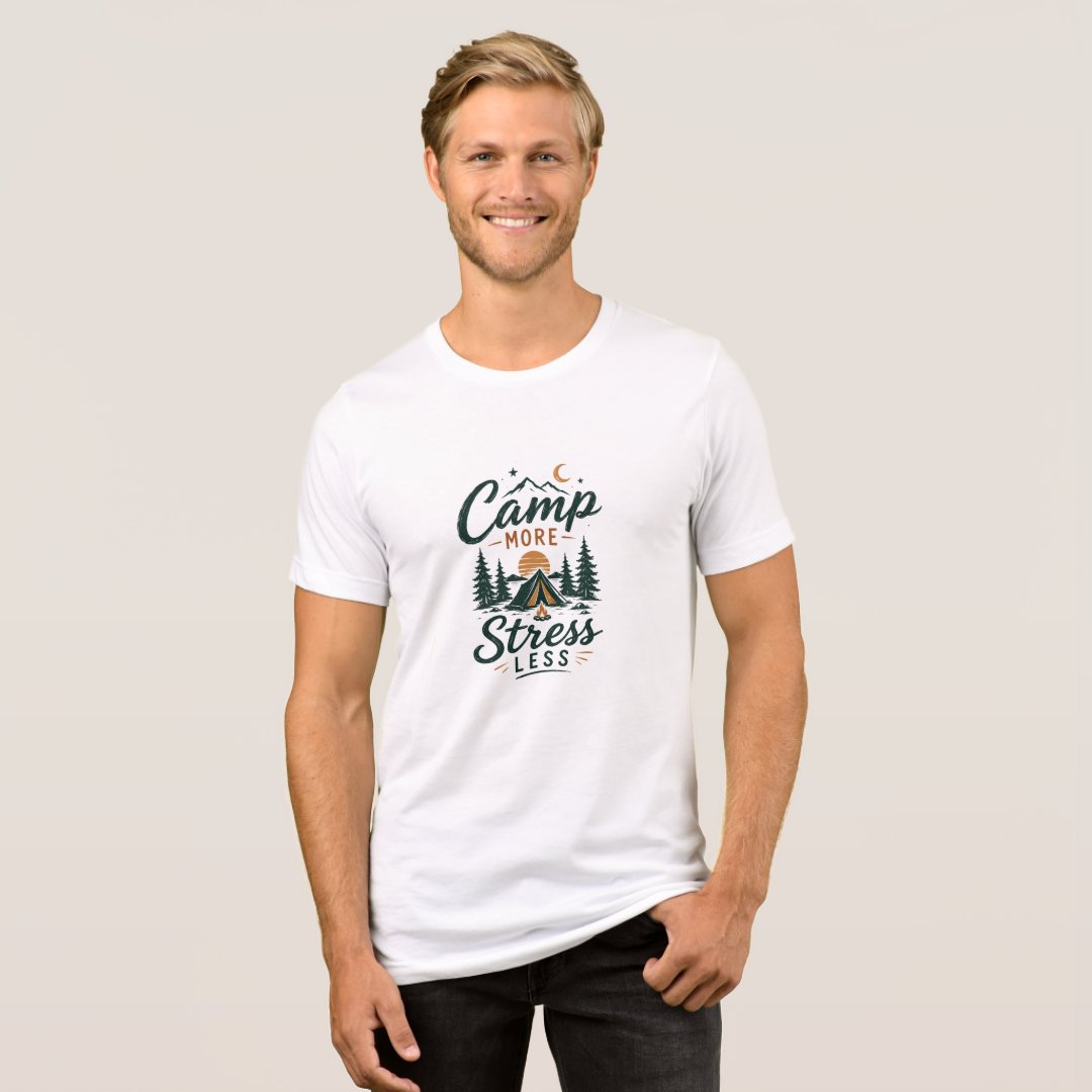 Camp More Stress Less Camping T-Shirt | Gift for Campers & Outdoor Lovers - Image 2