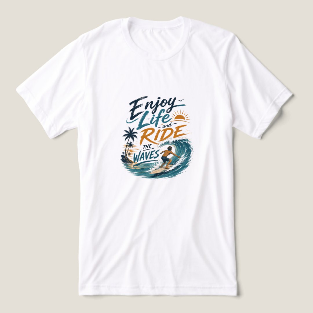 Enjoy Life and Ride the Waves – Surfing Adventure Tri-Blend T-Shirt - Image 3