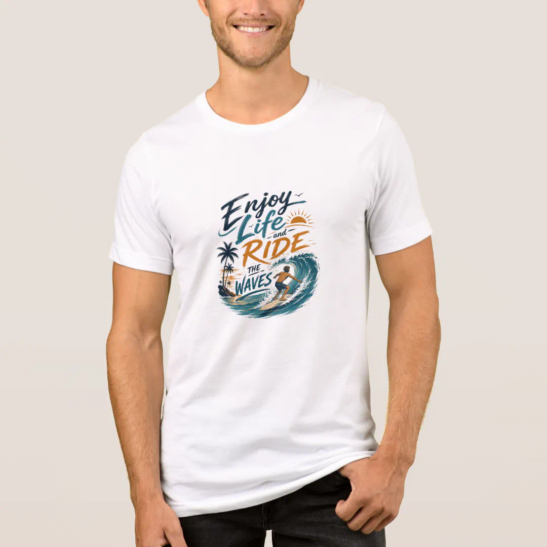 Enjoy Life and Ride the Waves – Surfing Adventure Tri-Blend T-Shirt