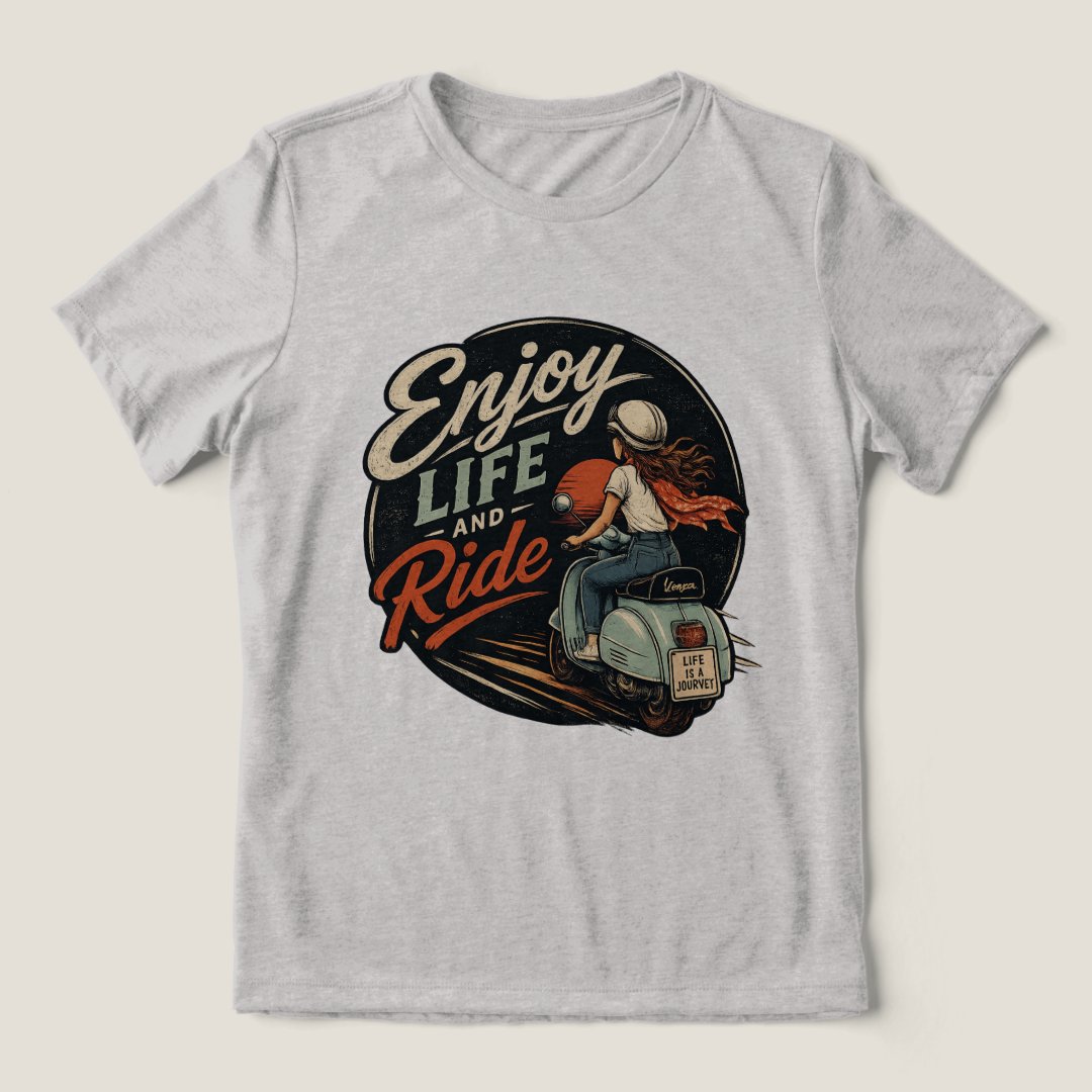 Enjoy Life and Ride Vintage Vespa T-Shirt | Retro Scooter Travel Gift - Image 3